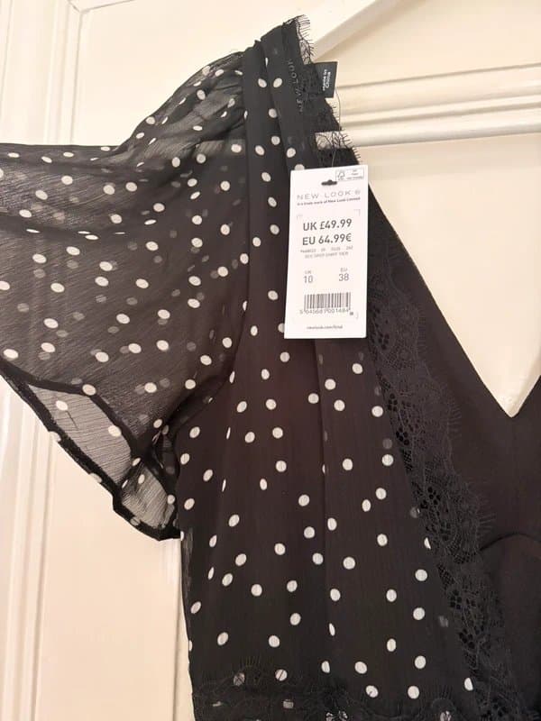 New Look New look chiffon polka dot ruffle dress with lace