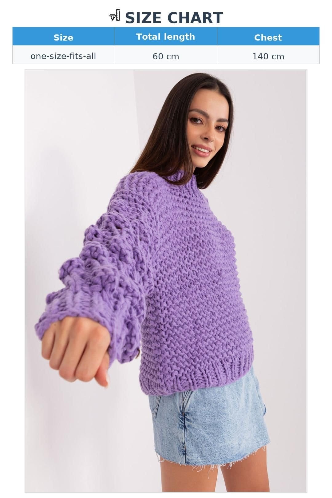 Love Lace Love Lace Women's Textured Puff Sleeve Round Neck Sweater Style 186592 in Violet - 4