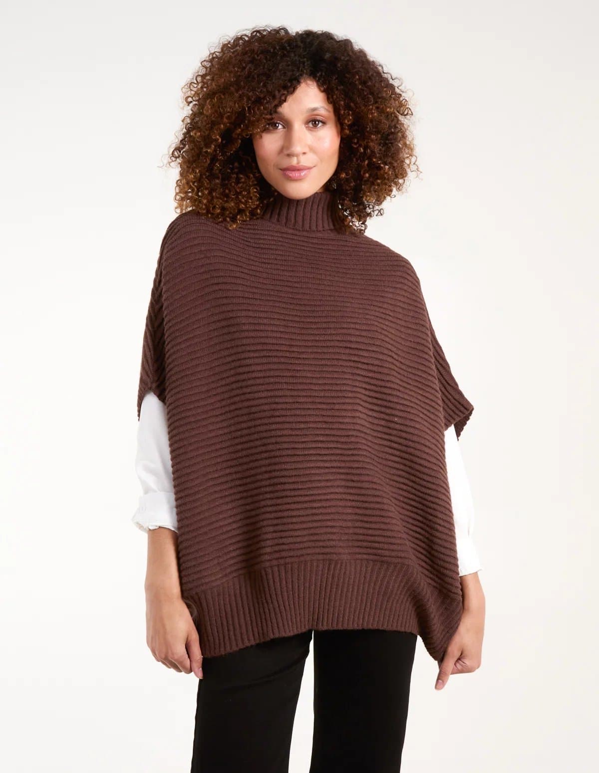 Blue Vanilla High Neck Oversized Ribbed Tabard Jumper