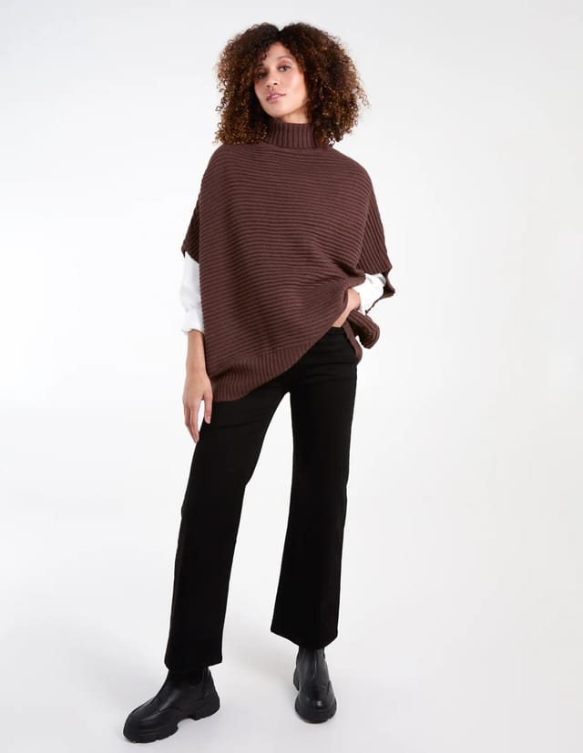 Blue Vanilla High Neck Oversized Ribbed Tabard Jumper - 2