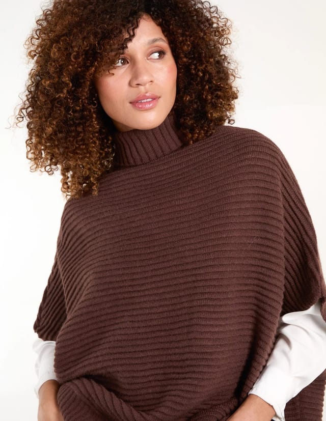 Blue Vanilla High Neck Oversized Ribbed Tabard Jumper - 3