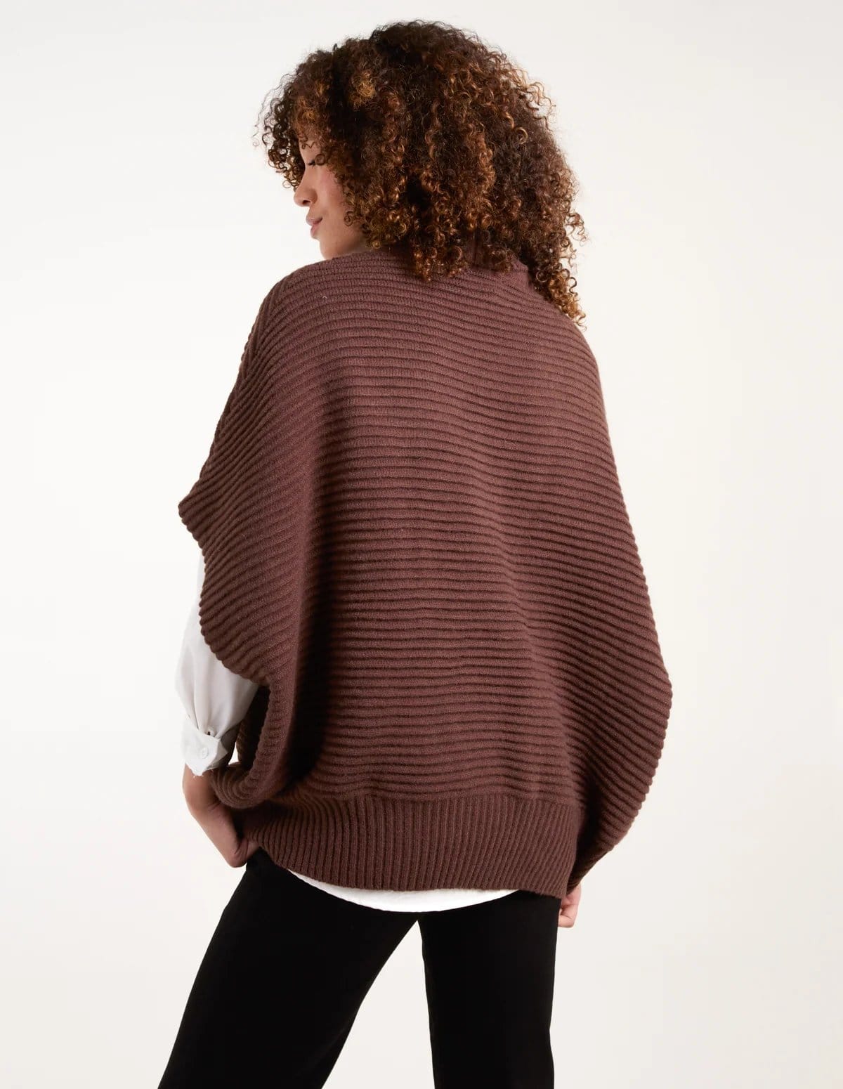 Blue Vanilla High Neck Oversized Ribbed Tabard Jumper - 4