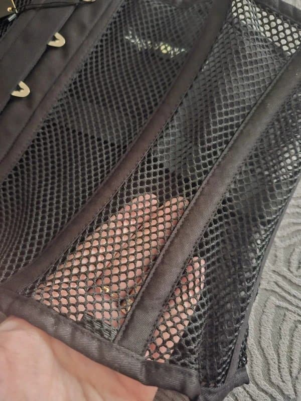 Corset Story Corset Story Black Mesh Panels Cotton Steel Boned Underbust Corset Size 42"