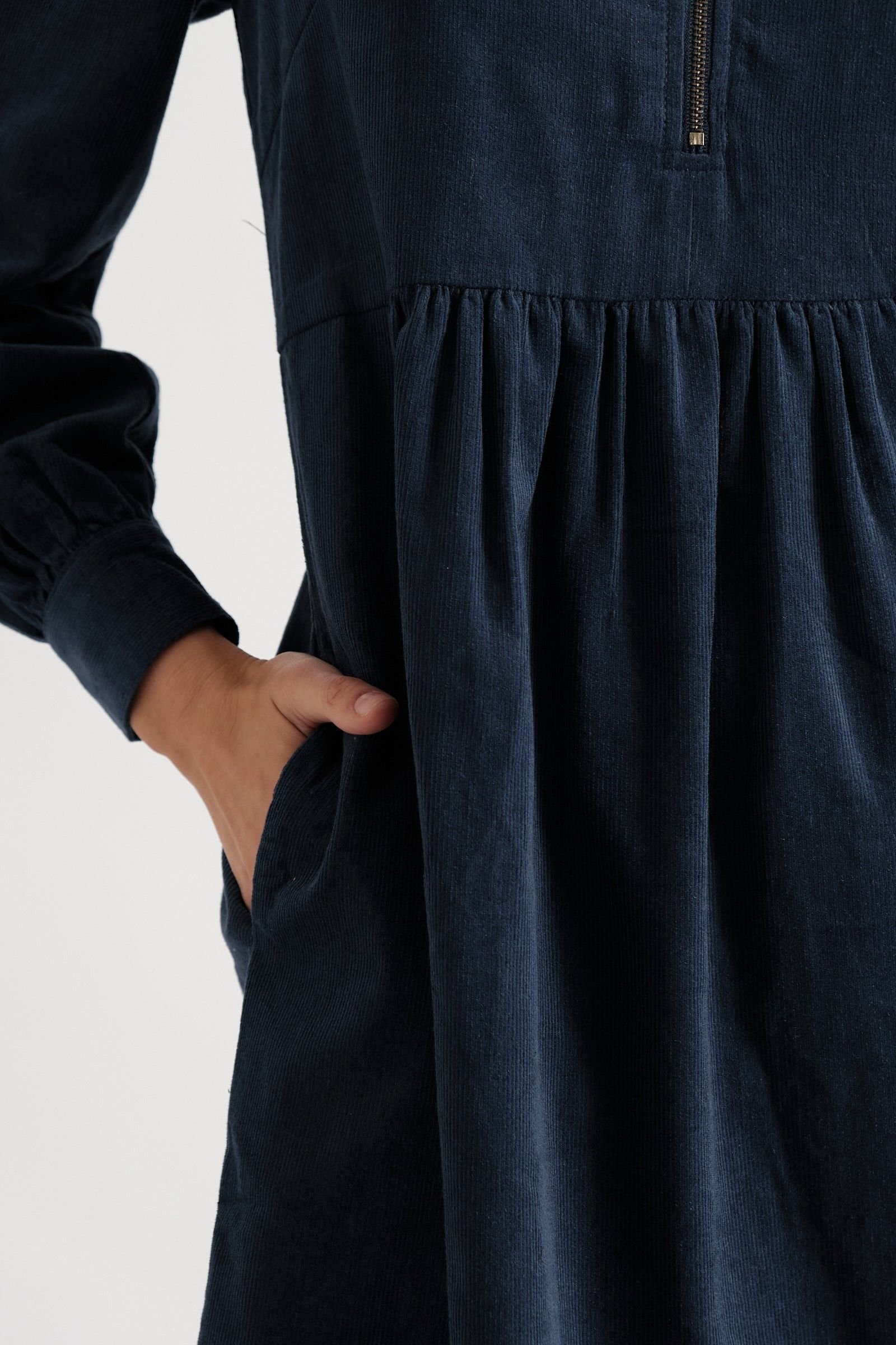 Louche Louche Women's Melany Zip Front Cord Mini Dress in Navy in Blue - 4