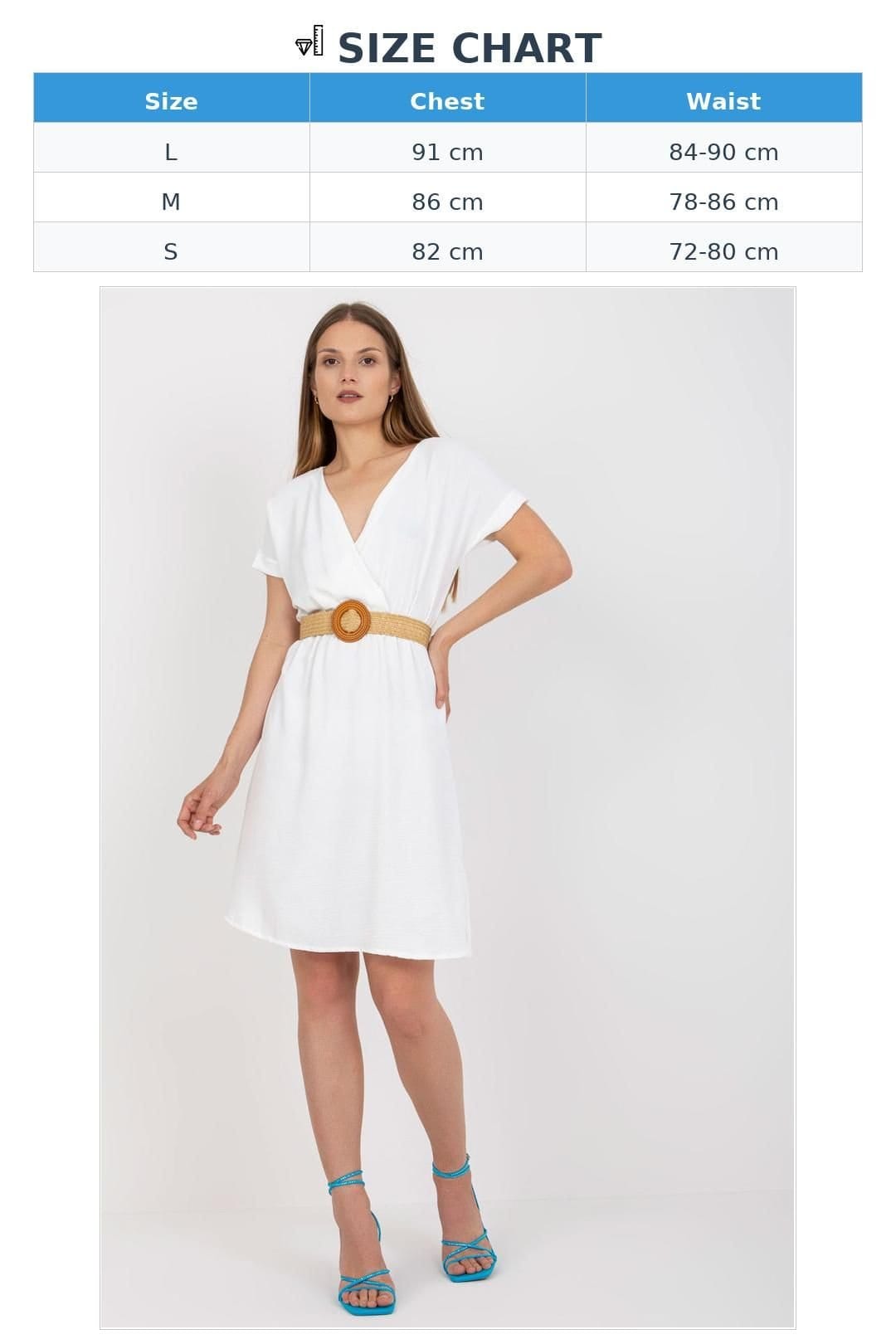 Love Lace Love Lace Women's Envelope Front Short Sleeve Daydress with Belt in White - 4