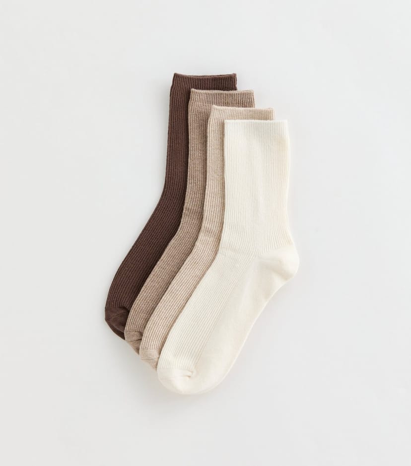 New Look Pack of 4 Brown Ribbed Ankle Socks New Look - 1