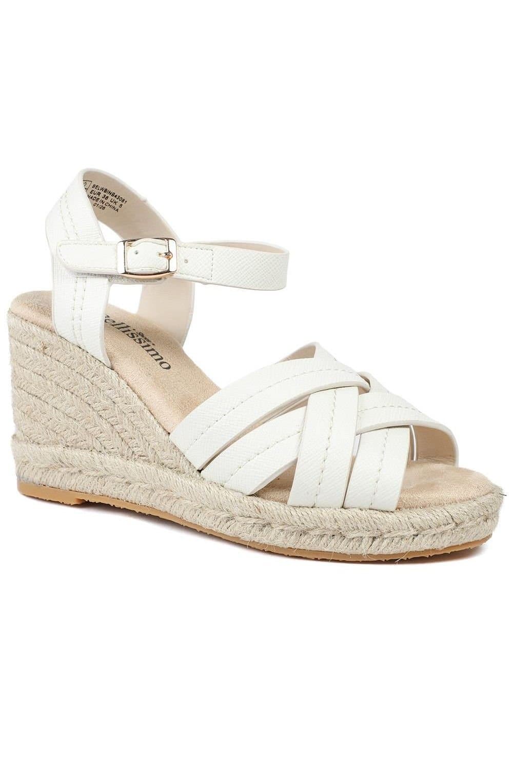 Bellissimo Bellissimo White Memory Foam Wedged Espadrilles