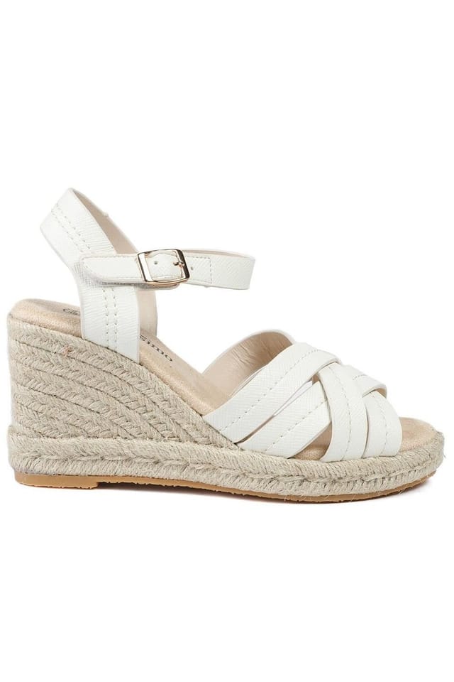 Bellissimo Bellissimo Women's Memory Foam Wedged Espadrilles in White - 2