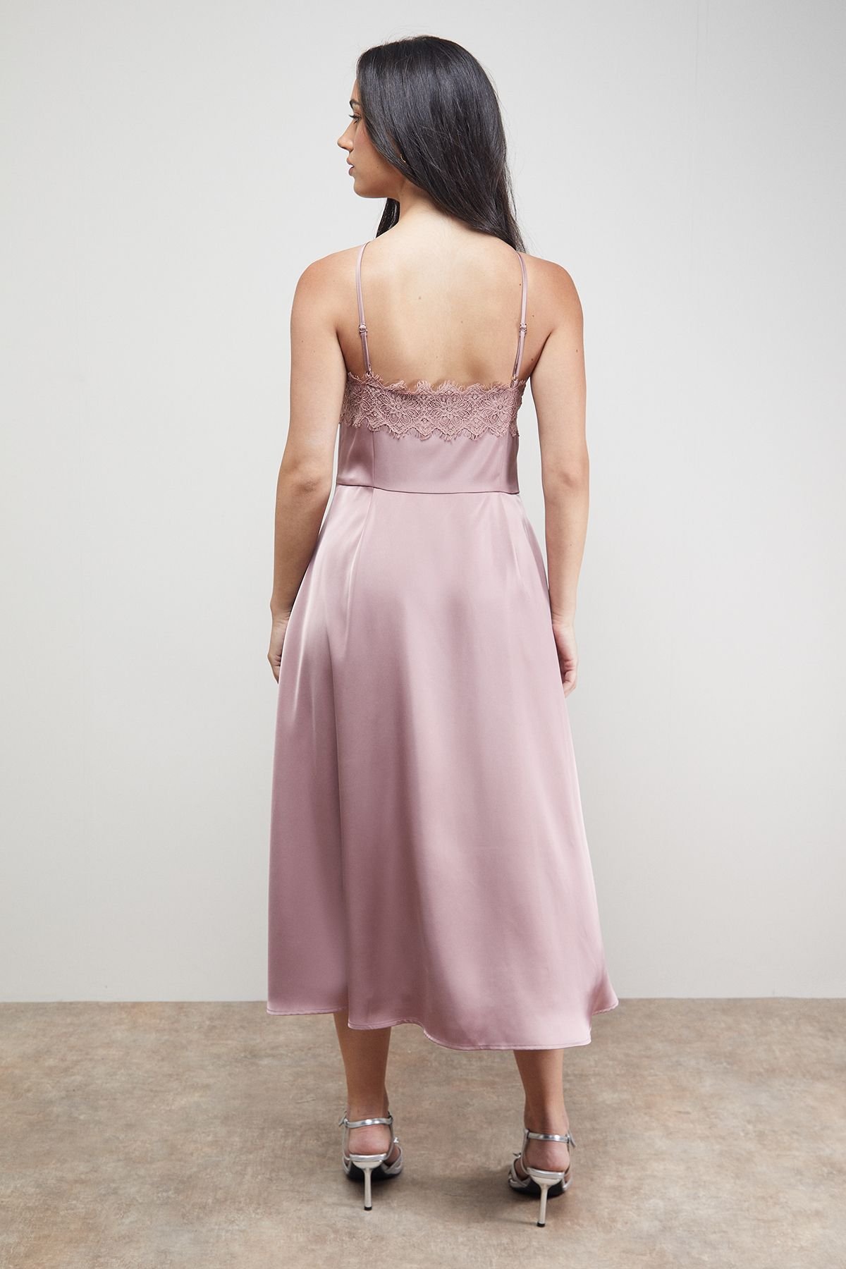 Oasis Oasis Women's Lace Detail Midi Prom Dress in Mocha - 3