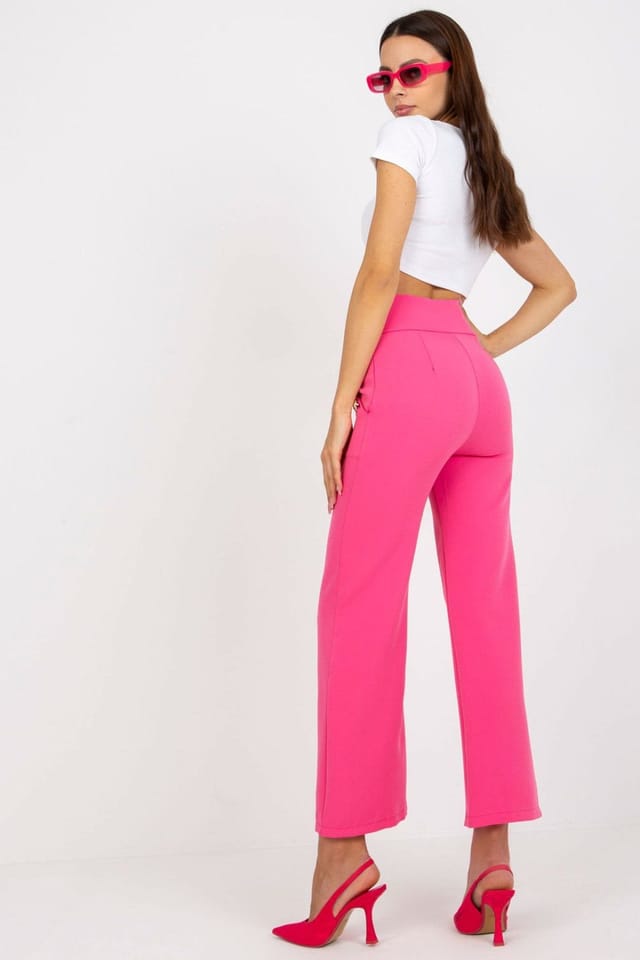 Love Lace Love Lace Women's High Waisted Pants Decorative Buttons Zip Pockets in Pink - 3