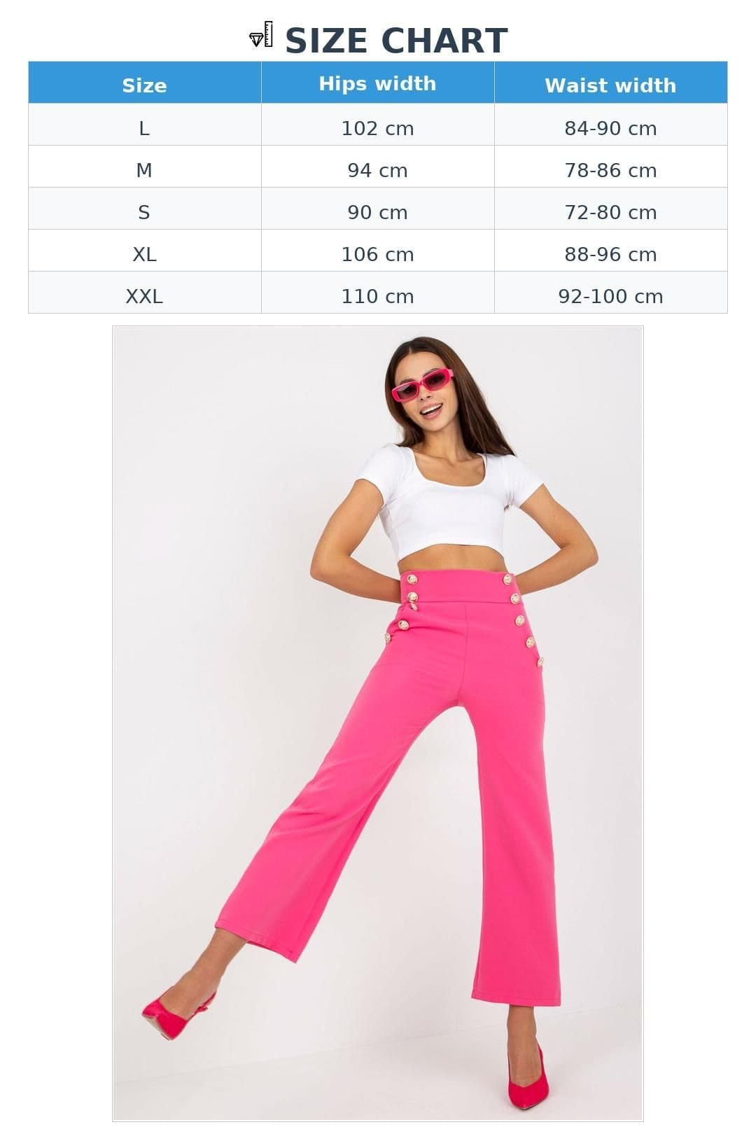 Love Lace Love Lace Women's High Waisted Pants Decorative Buttons Zip Pockets in Pink - 4