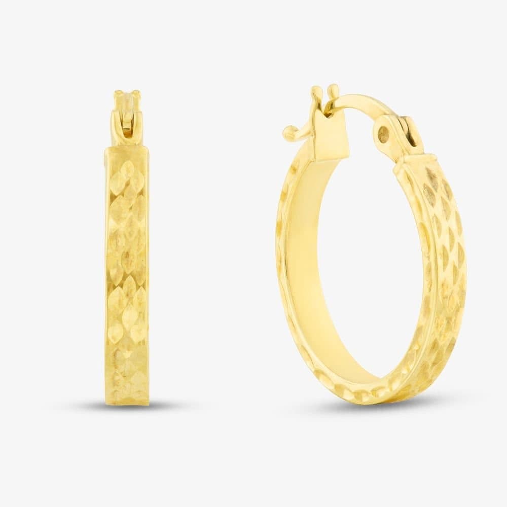 T.H.Baker T.H.Baker Women's 9ct Gold 10mm Diamond Cut Pine Hoop Earrings 1.51.1559