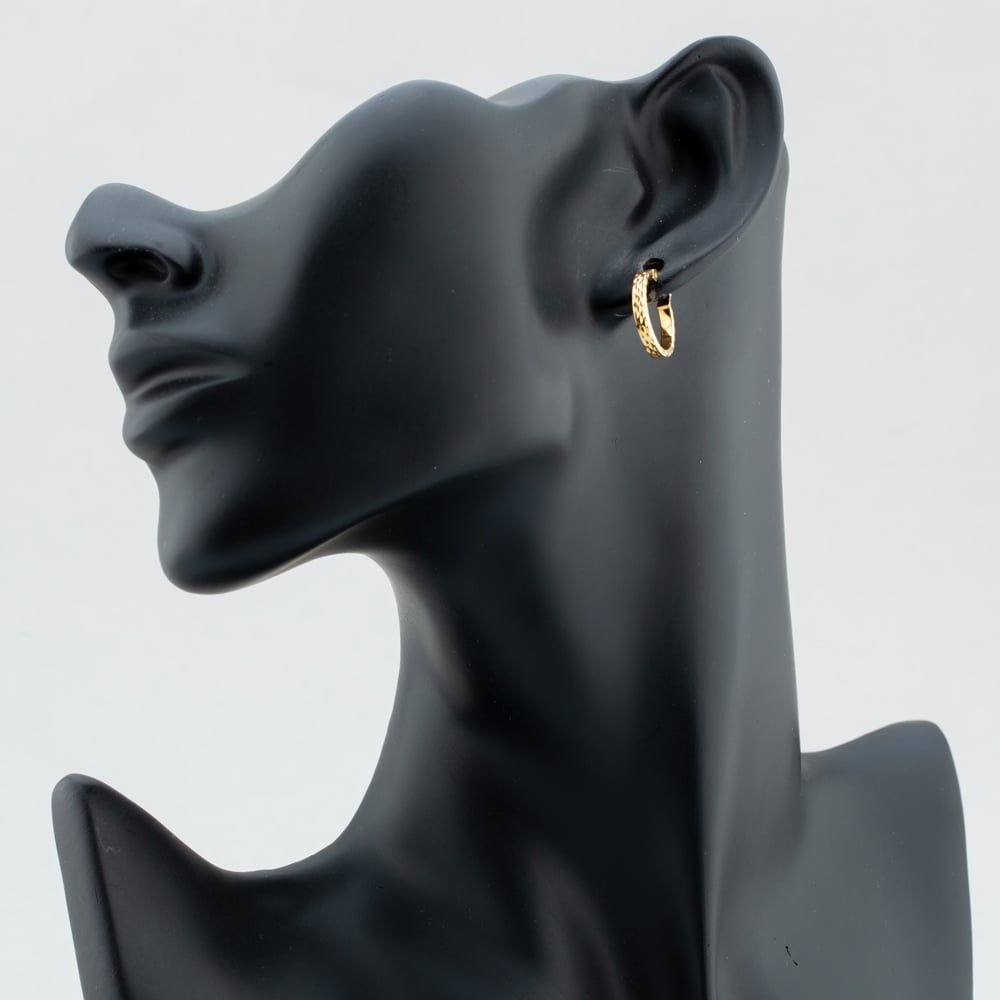 T.H.Baker T.H.Baker Women's 9ct Gold 10mm Diamond Cut Pine Hoop Earrings 1.51.1559 - 2