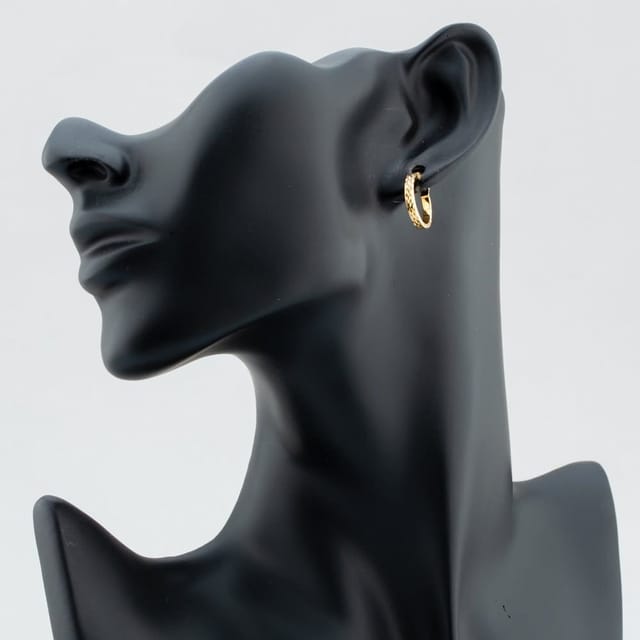 T.H.Baker T.H.Baker Women's 9ct Gold 10mm Diamond Cut Pine Hoop Earrings 1.51.1559 - 2