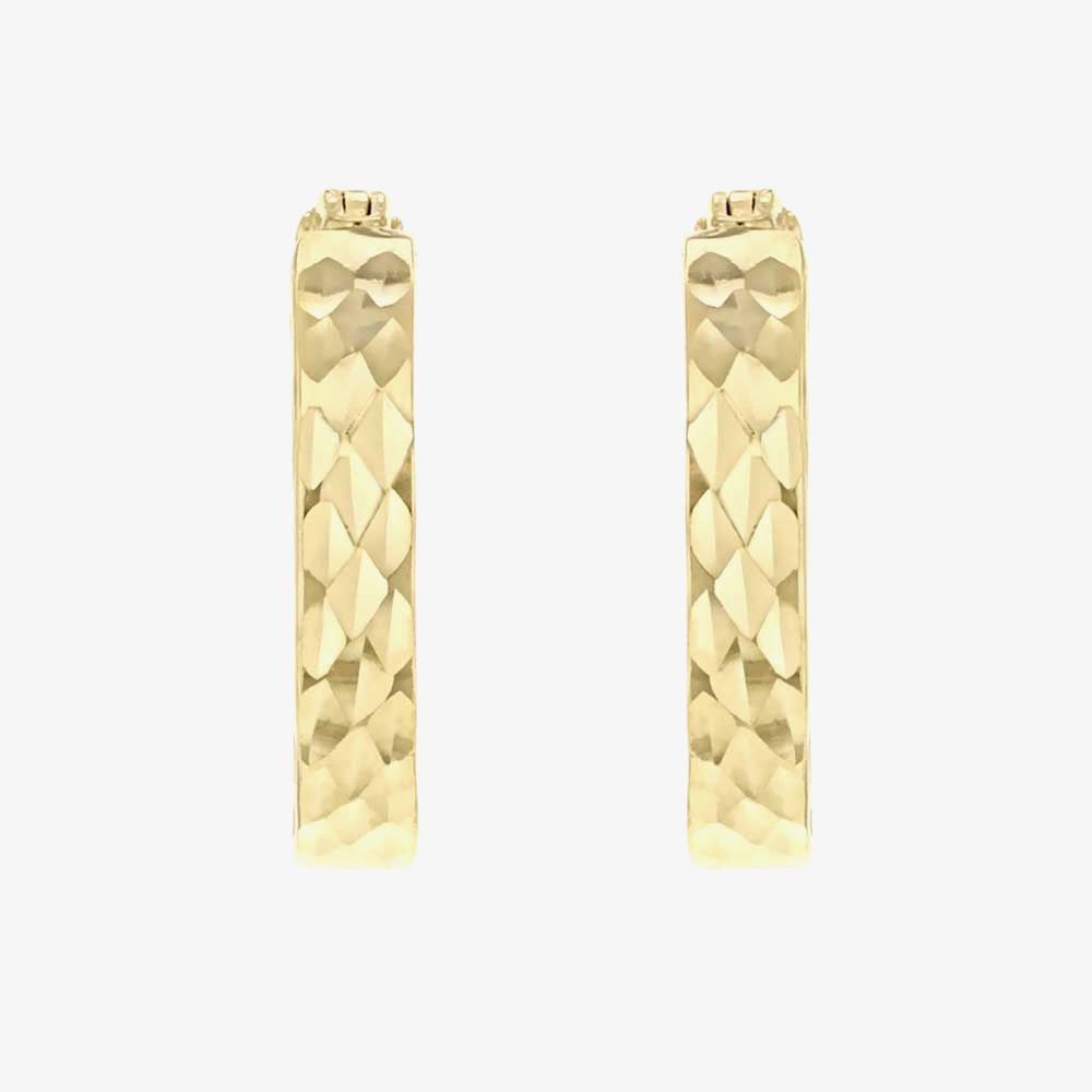 T.H.Baker T.H.Baker Women's 9ct Gold 10mm Diamond Cut Pine Hoop Earrings 1.51.1559 - 3