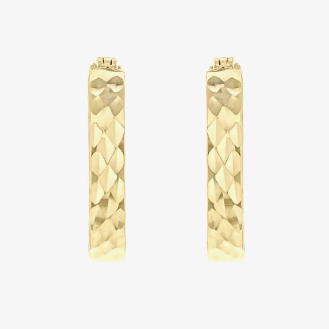 T.H.Baker T.H.Baker Women's 9ct Gold 10mm Diamond Cut Pine Hoop Earrings 1.51.1559 - 3