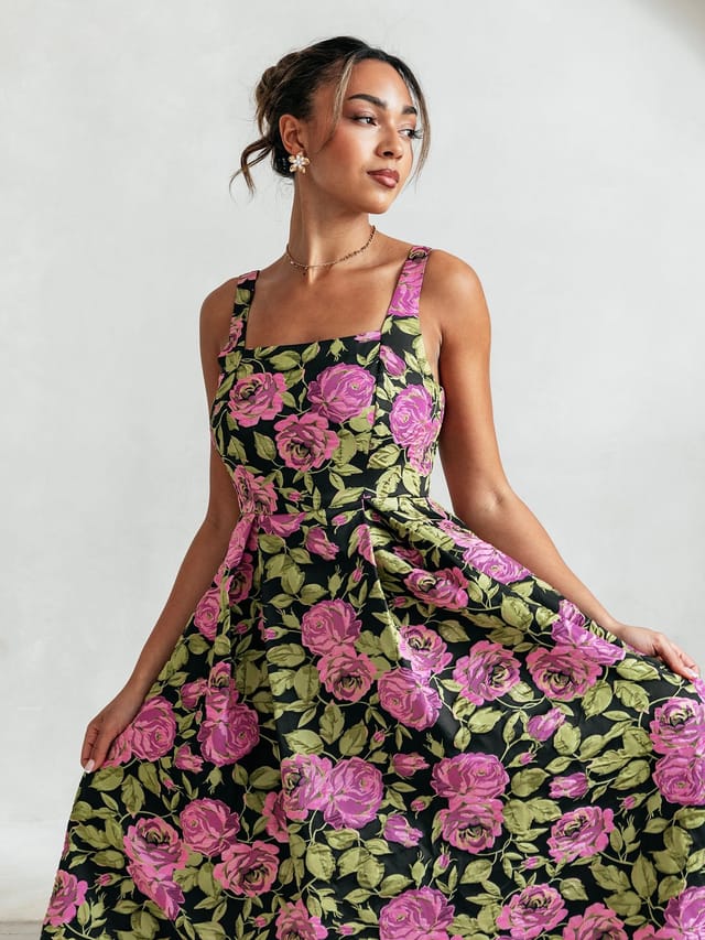 Maya Deluxe Maya Deluxe Women's Floral Square Neck Midaxi Dress - 2