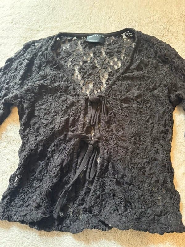 ASOS Black tie front lace top