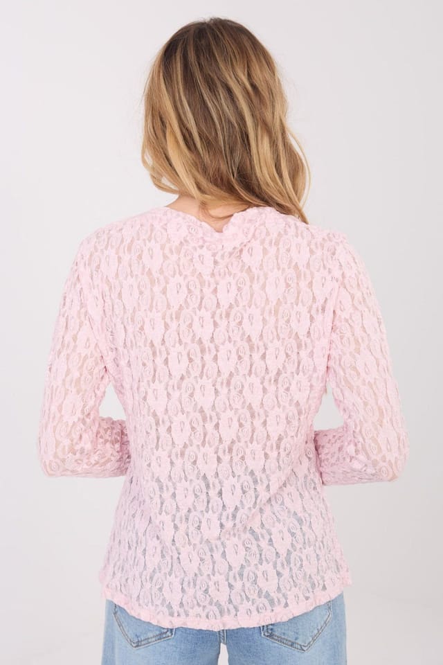Love Lace Love Lace Women's Italian Lace Slip On Boat Neck Blouse in Pink - 3