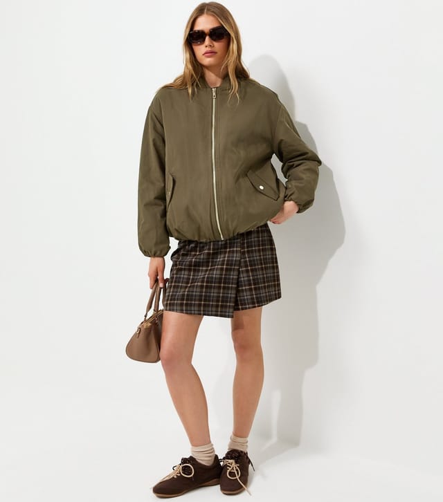 New Look Women's Dark Khaki Longline Padded Bomber Jacket New Look - 3