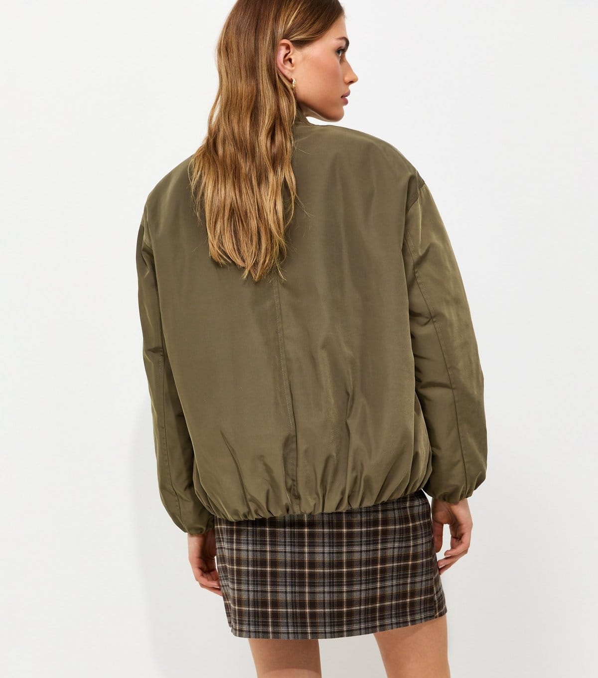 New Look Women's Dark Khaki Longline Padded Bomber Jacket New Look - 4