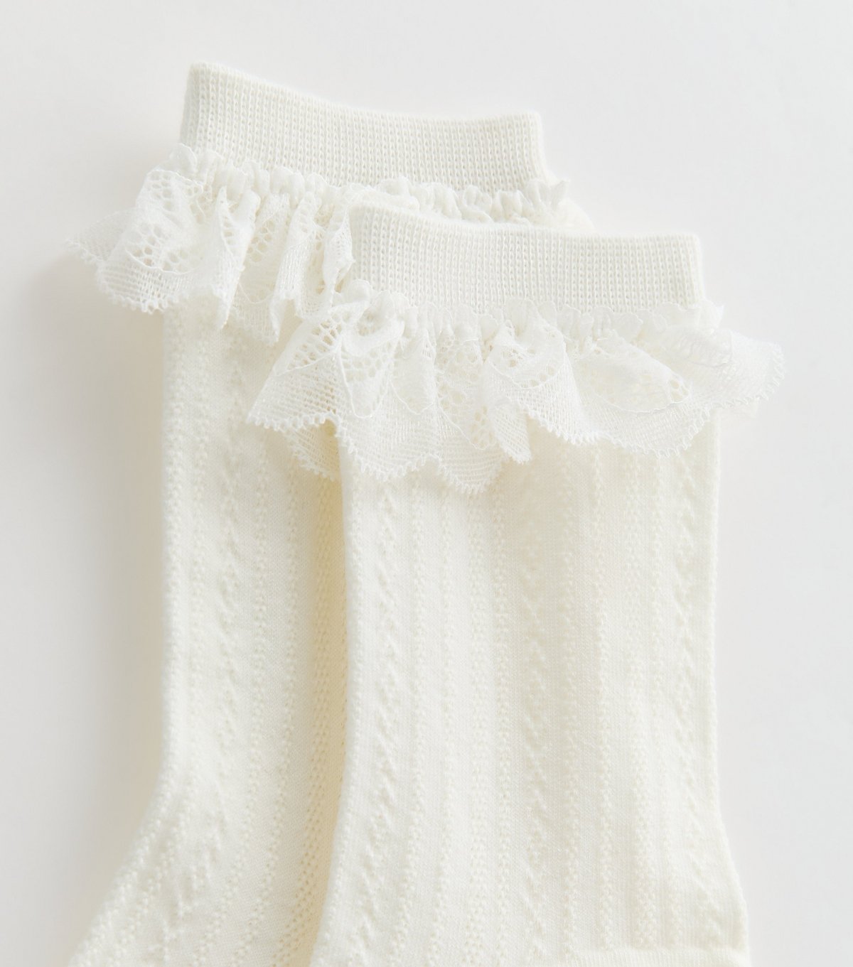 New Look Cream Cable Knit Frilly Trim Socks New Look - 2