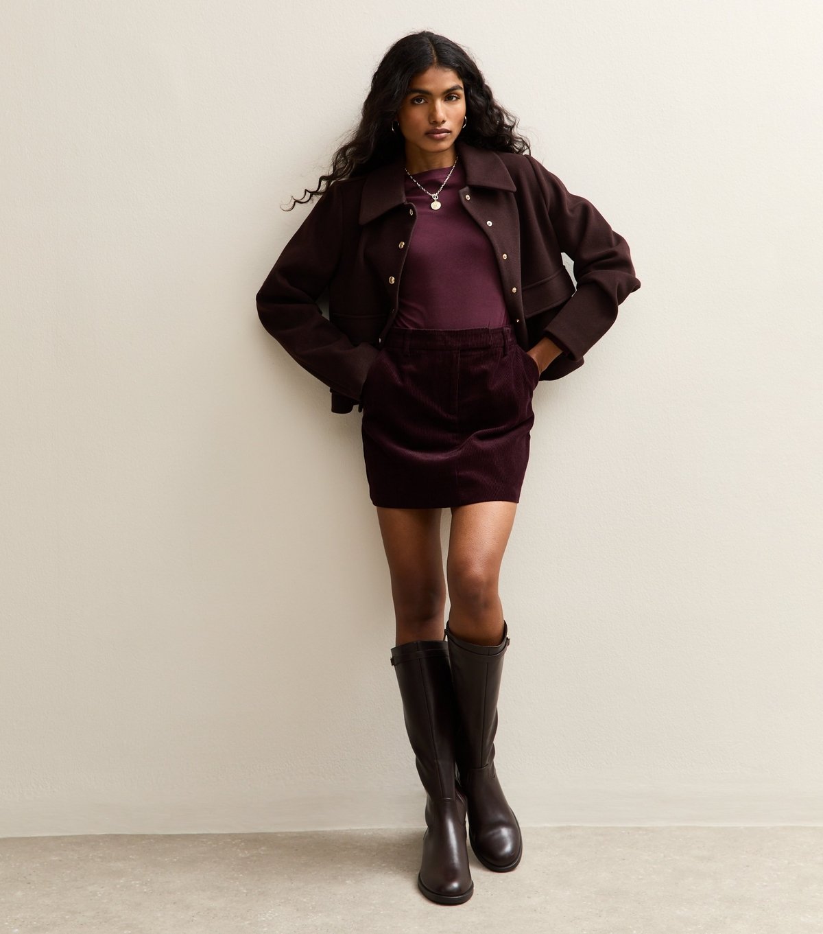 New Look Women's Petite Burgundy Crew Neck Long Sleeve Bodysuit New Look - 2