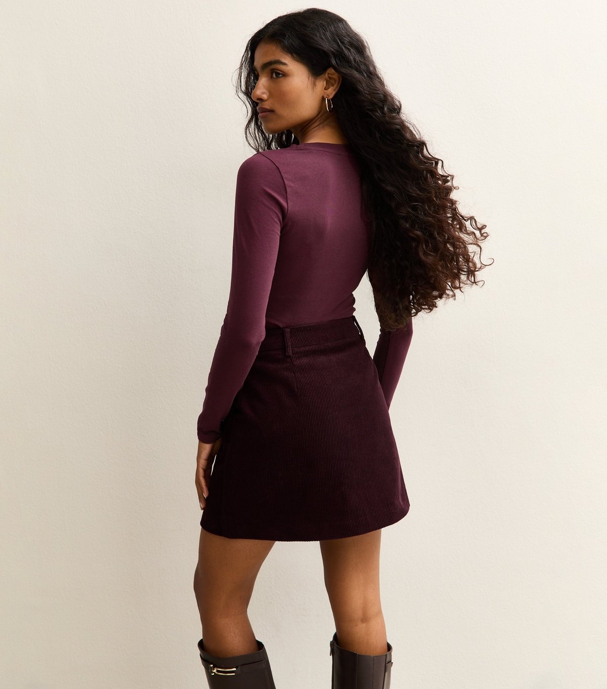 New Look Women's Petite Burgundy Crew Neck Long Sleeve Bodysuit New Look - 4