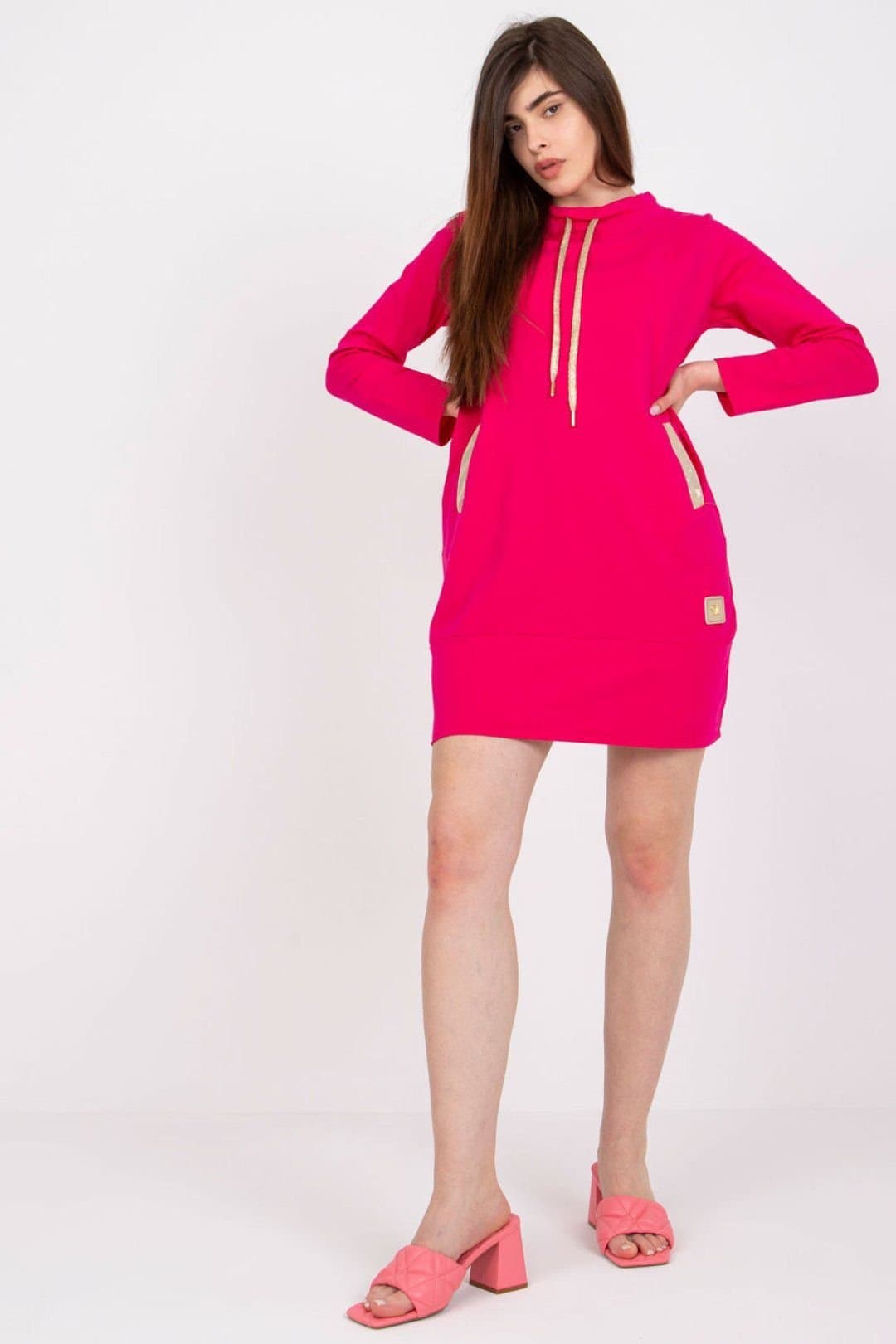 Love Lace Love Lace Women's Long Sleeve Cotton Daydress with Side Pockets in Pink