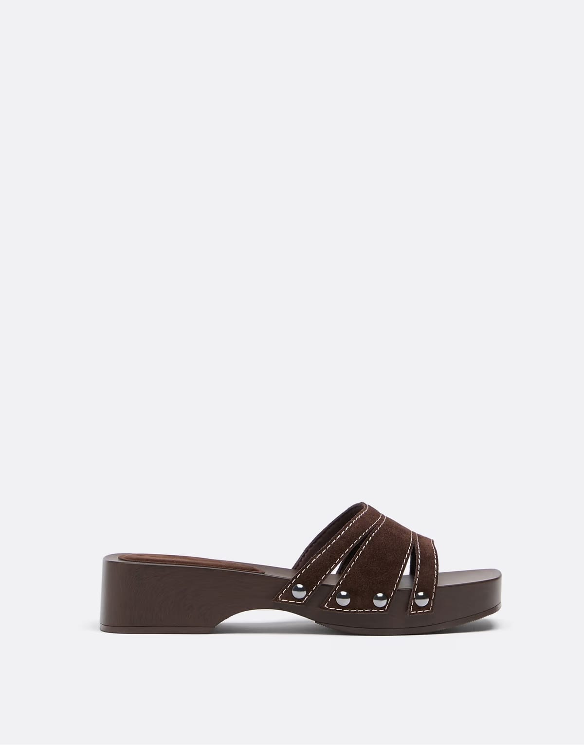 ASOS Stradivarius Flat leather clogs in brown - 1