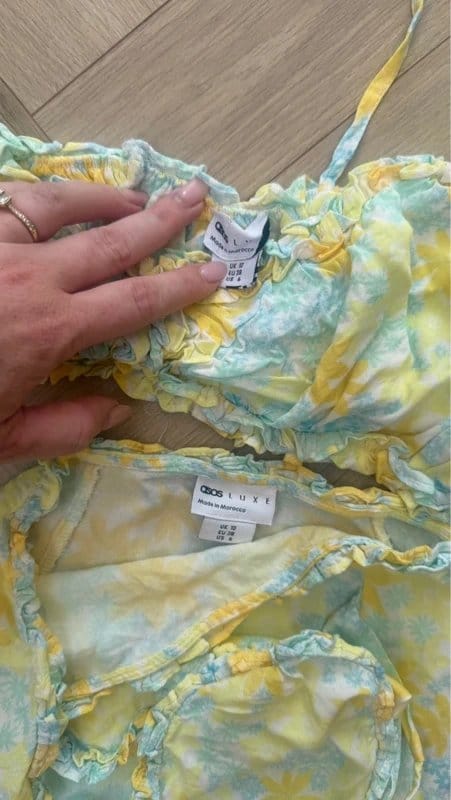 ASOS Luxe Yellow Floral Ruched Co-ord Set UK 10