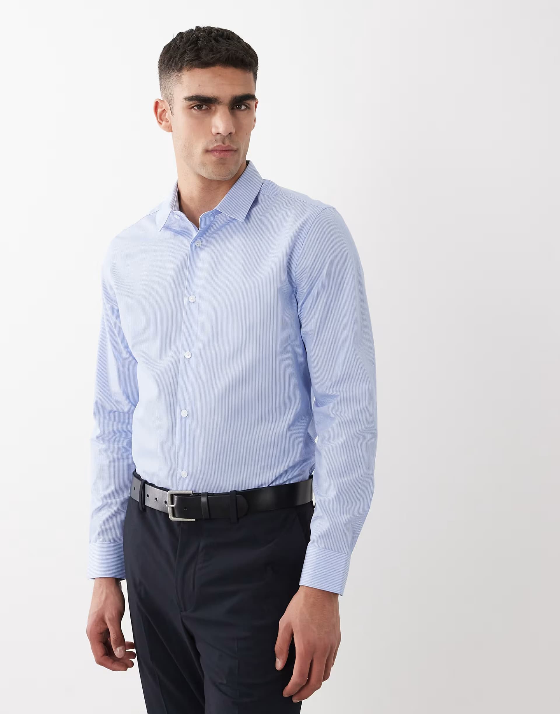 ASOS ASOS DESIGN slim stripe shirt in blue