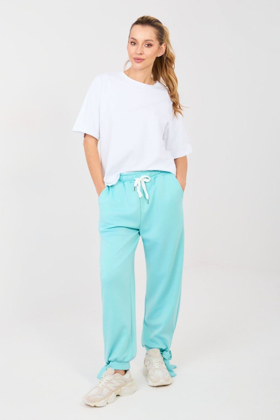 Love Lace Love Lace Women's Comfort High Waist Viscose Elastane Joggers in Aqua