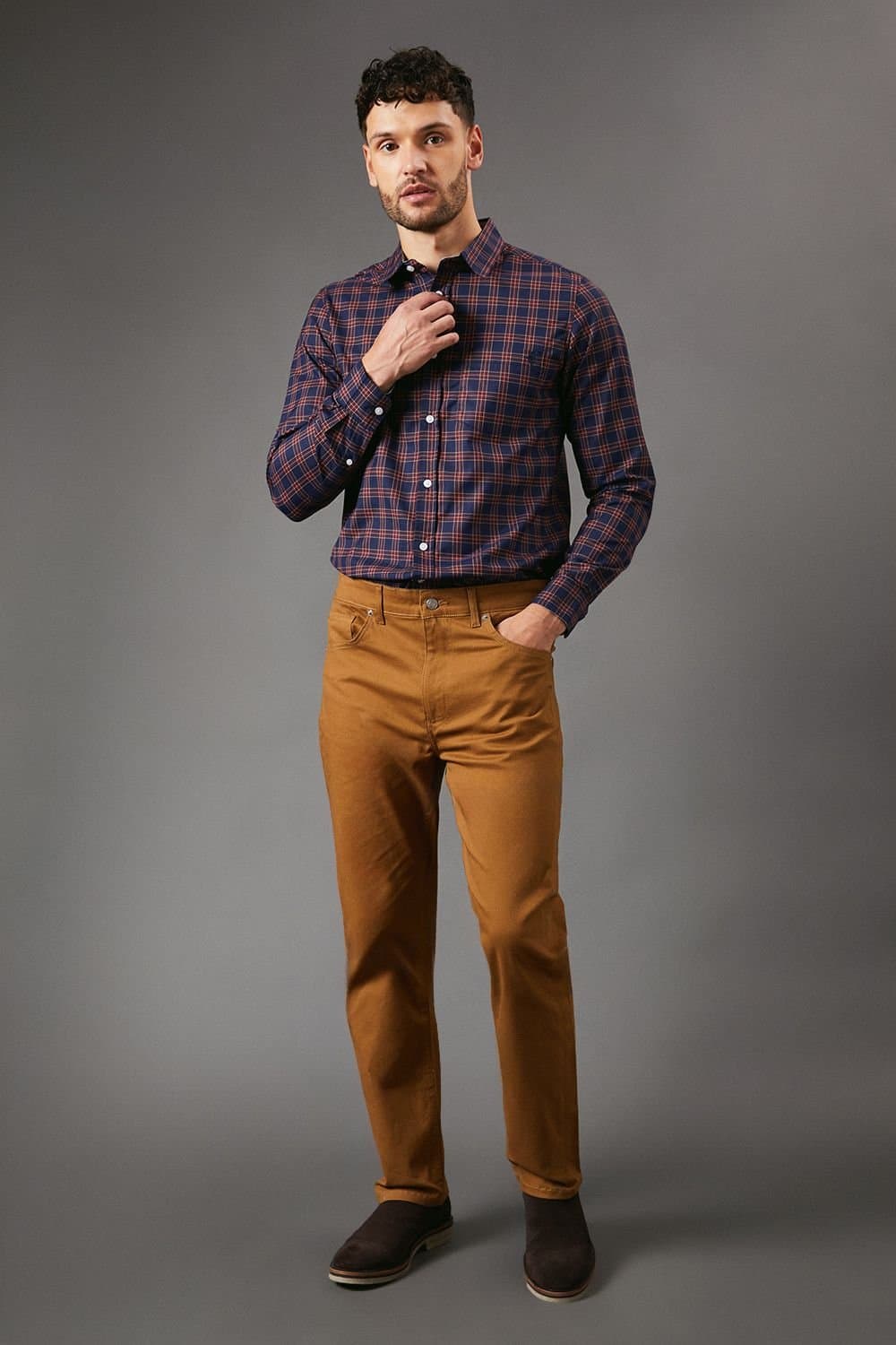 Maine Maine Men's Tobacco Stretch Twill Straight Leg Jeans