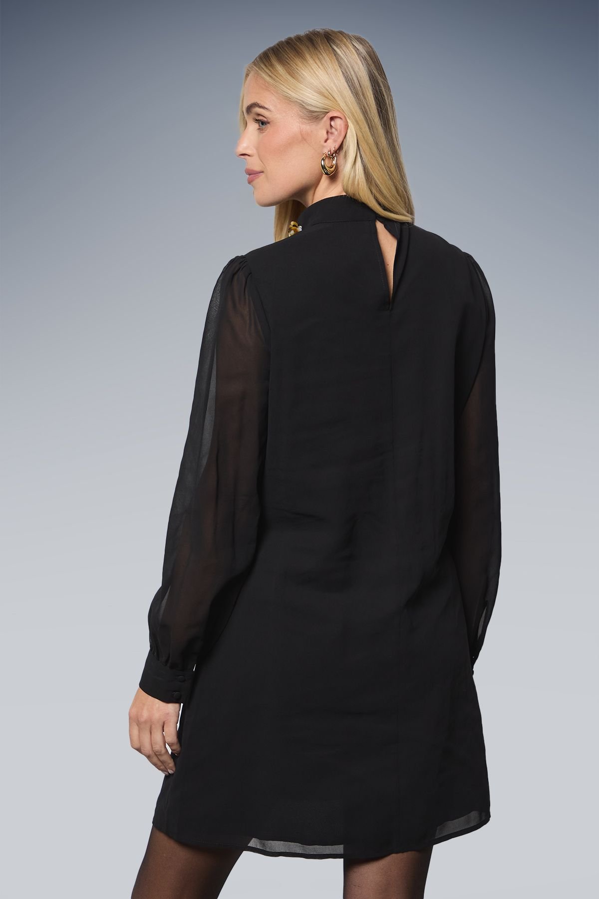 Wallis Wallis Women's Petite Floral Embellished Neck Shift Dress in Black - 3