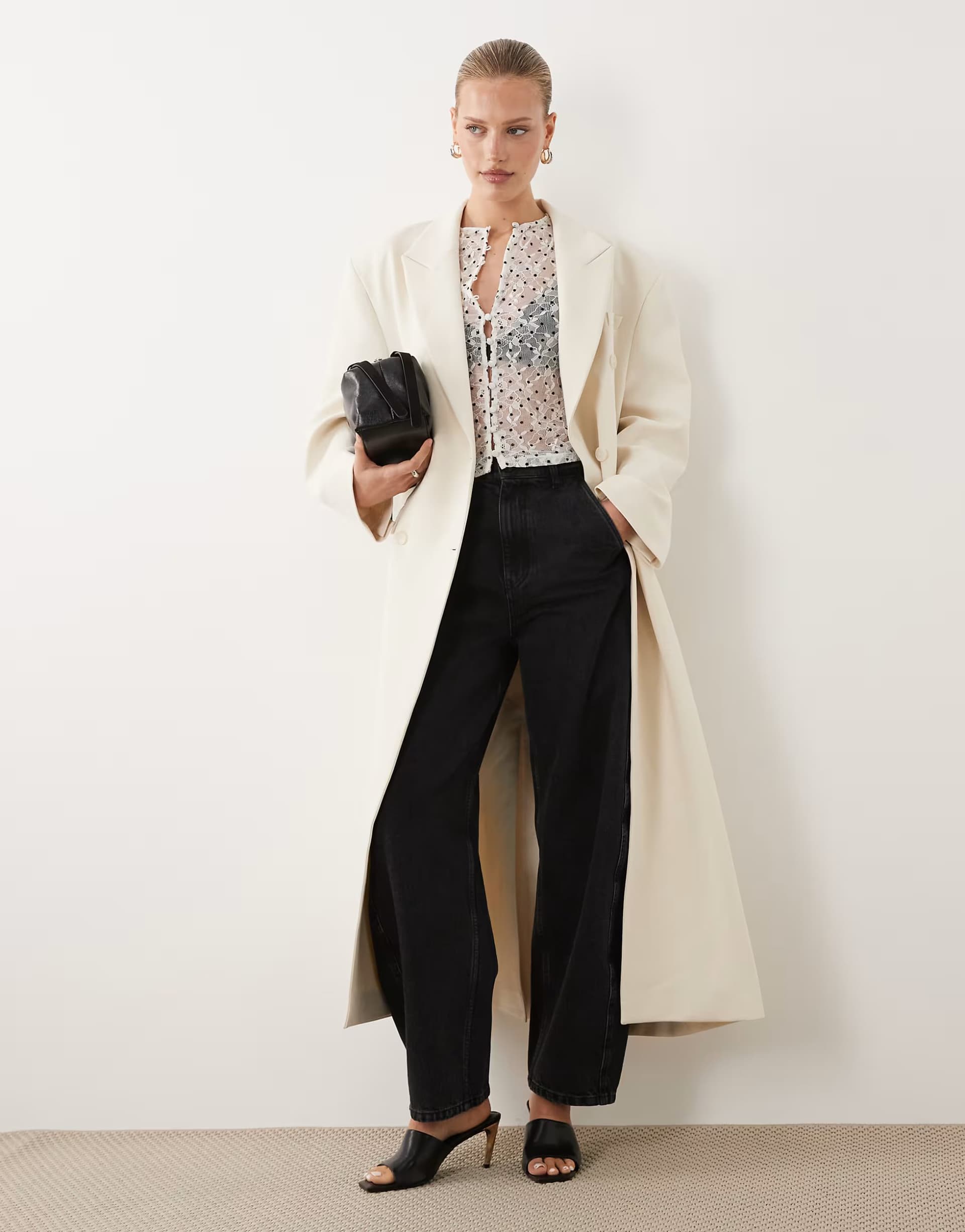 ASOS ASOS DESIGN oversized manzy maxi blazer in ecru