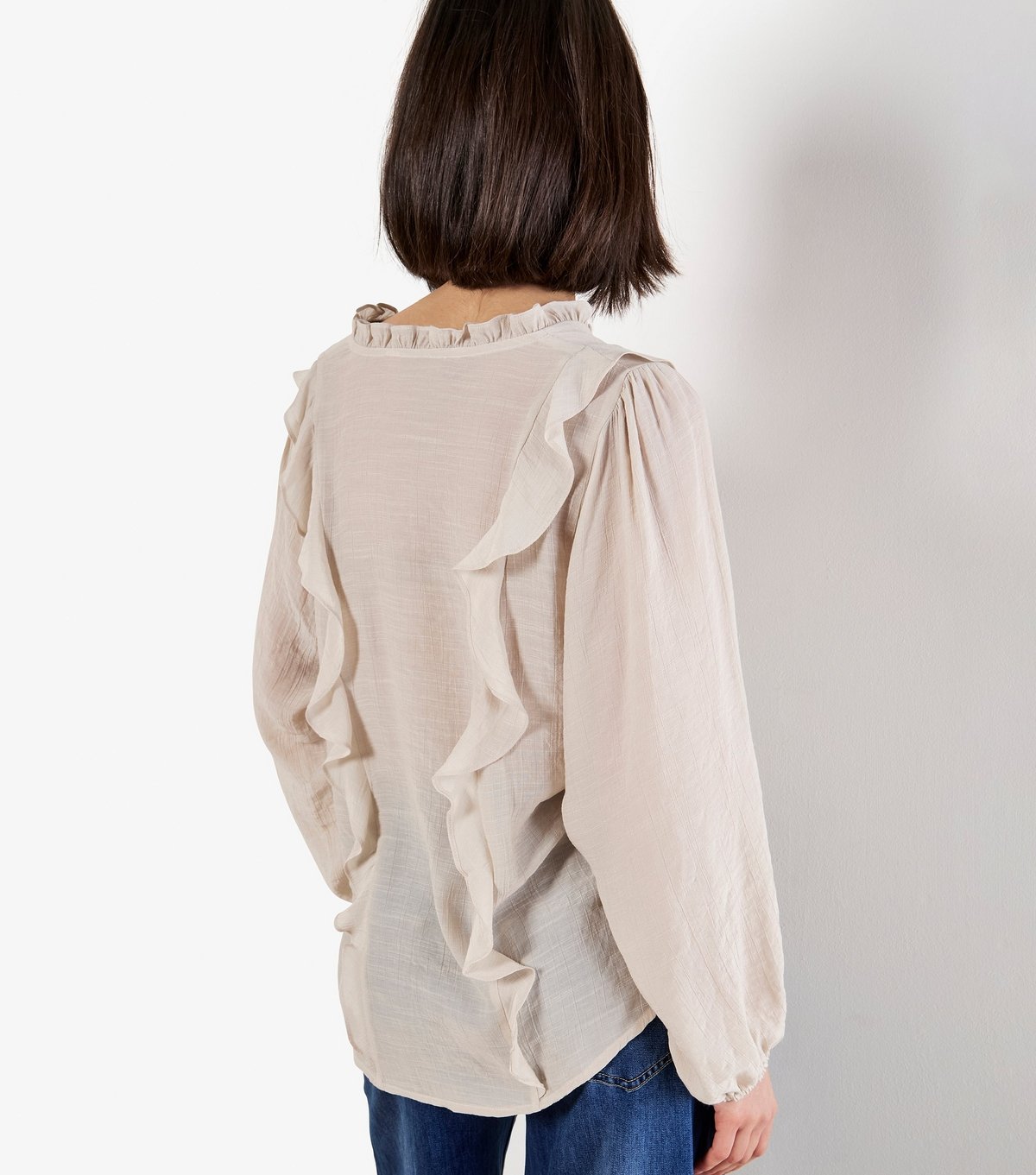 Apricot Women's Stone Ruffle Trimmed V-Neck Shirt Apricot New Look - 2