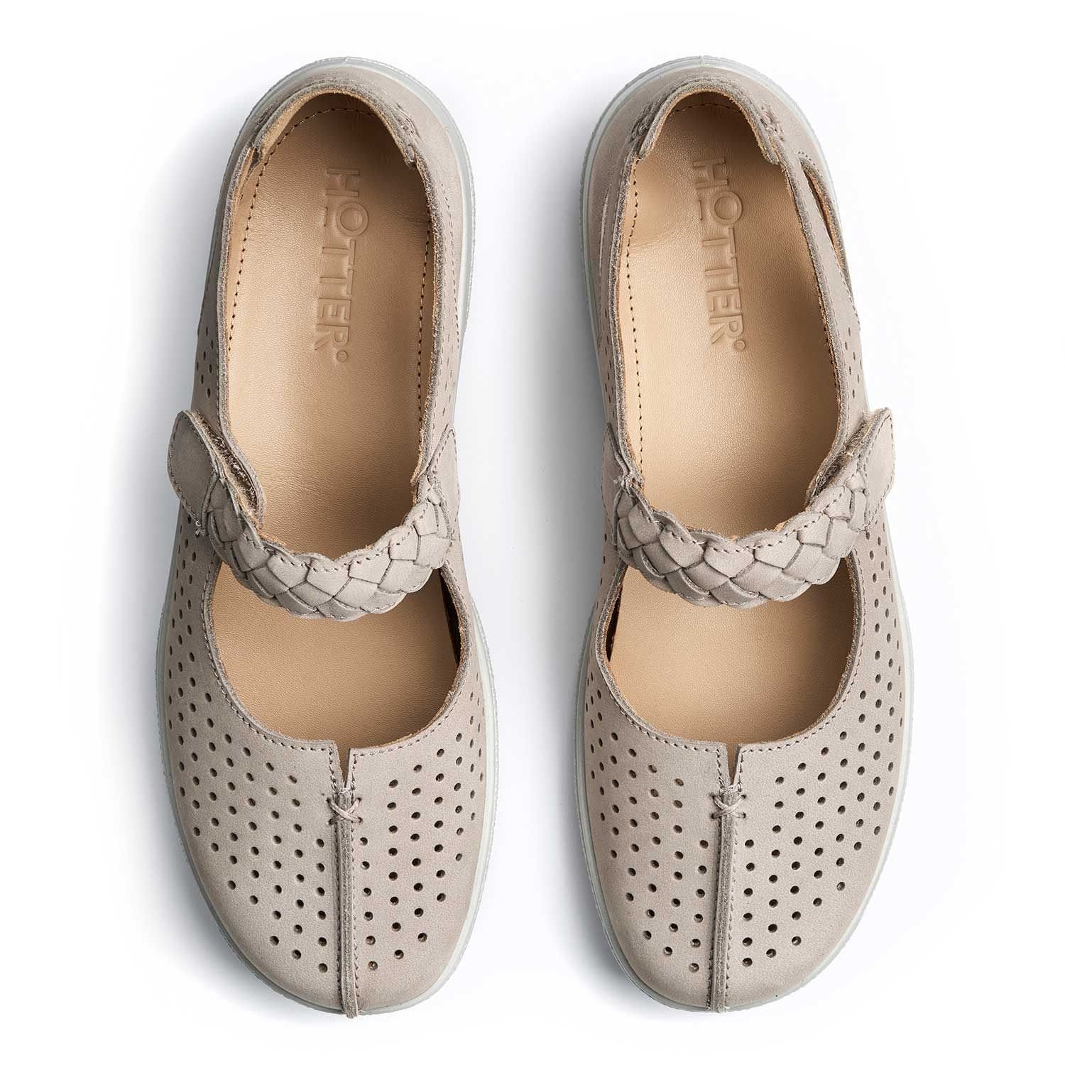 Hotter Hotter Women's Wide Fit 'Quake II' Classic Mary Janes in Light Grey - 4