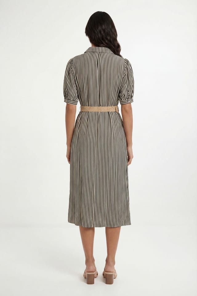 Wallis Wallis Women's Summer Stripe Belted Midi Dress in Black - 2