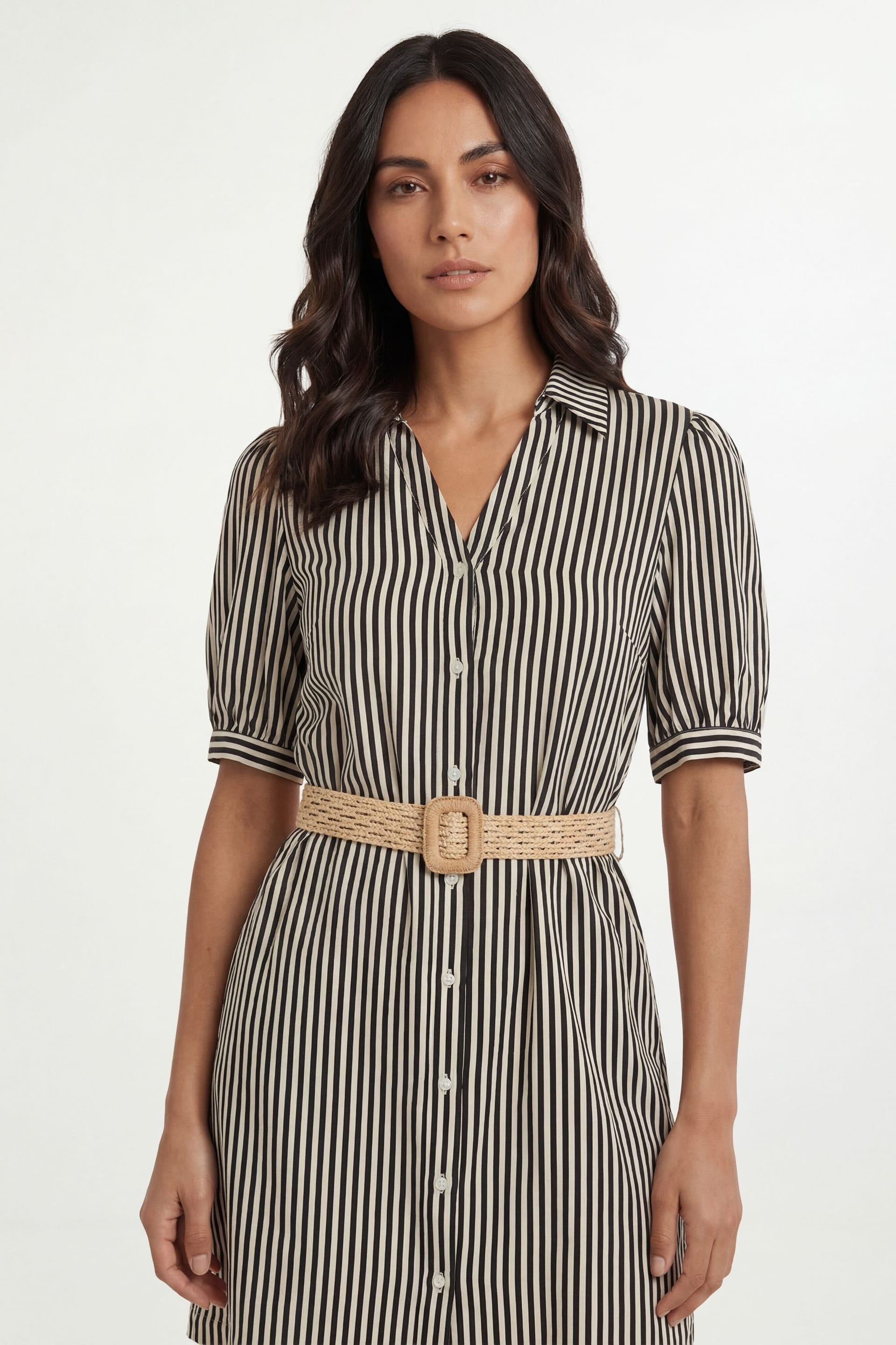 Wallis Wallis Women's Summer Stripe Belted Midi Dress in Black - 4