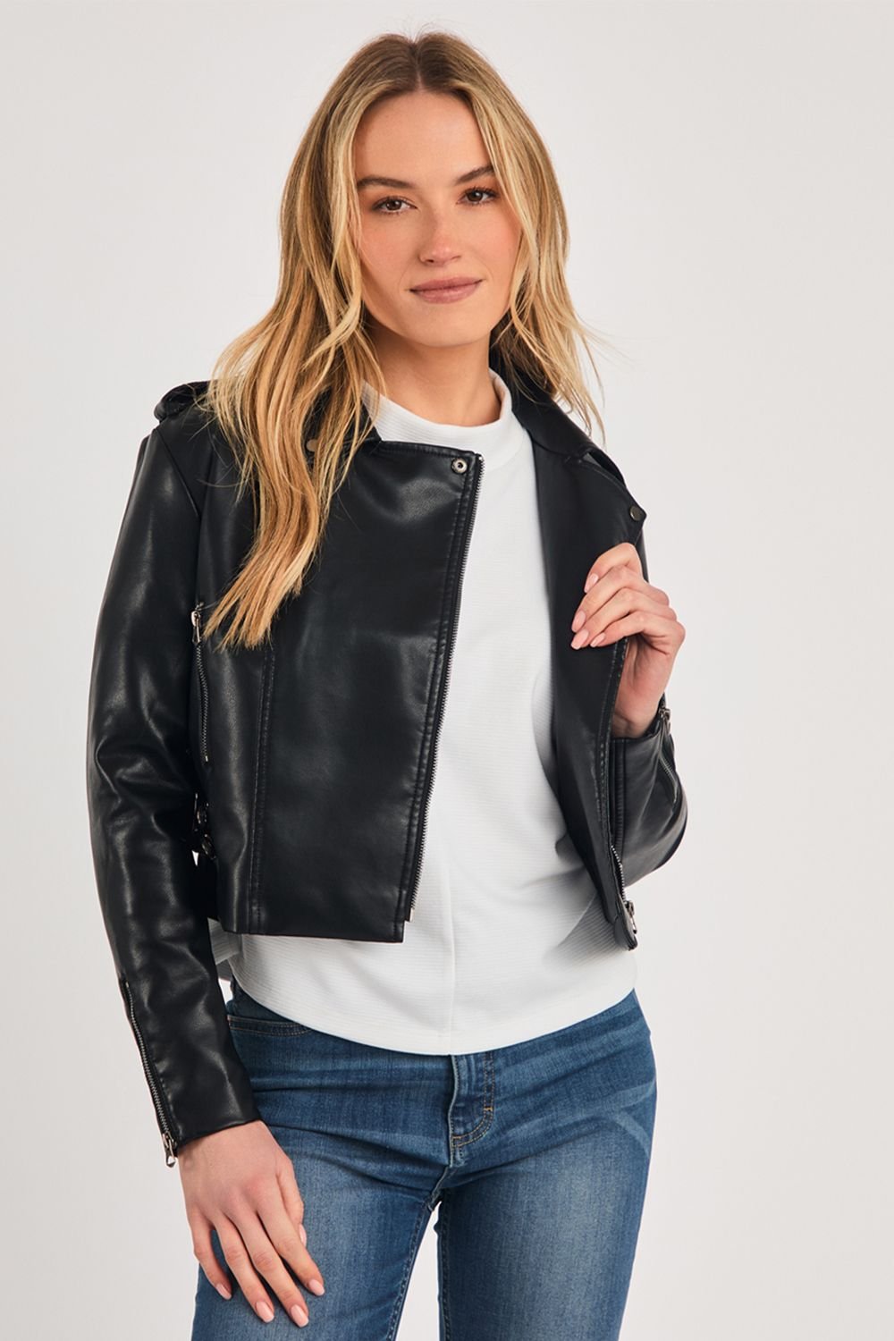 French Connection French Connection Women's Faux Leather Biker Jacket in Black - 2