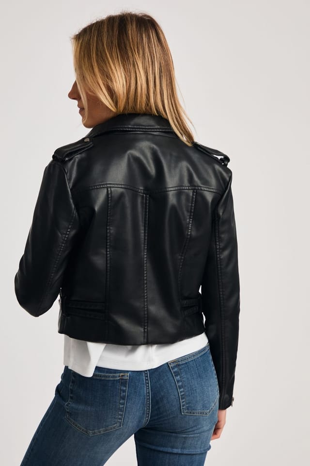 French Connection French Connection Women's Faux Leather Biker Jacket in Black - 2