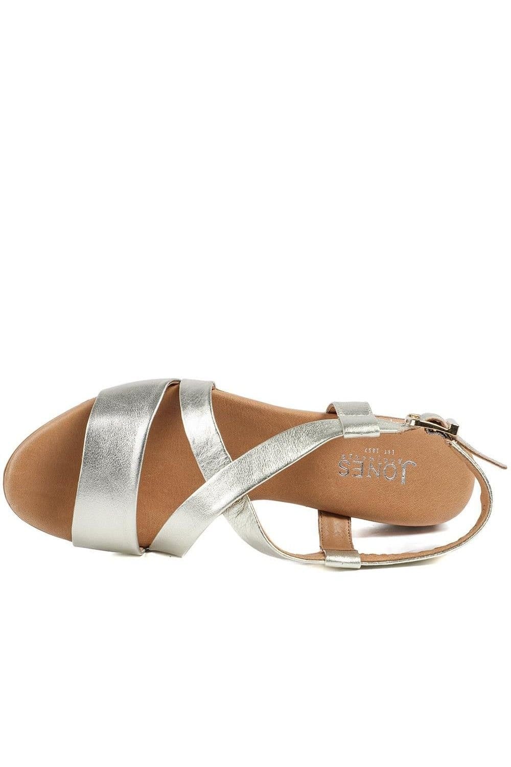Jones Bootmaker Jones Bootmaker Women's Halston Leather Block Heel Sandals in Gold - 4