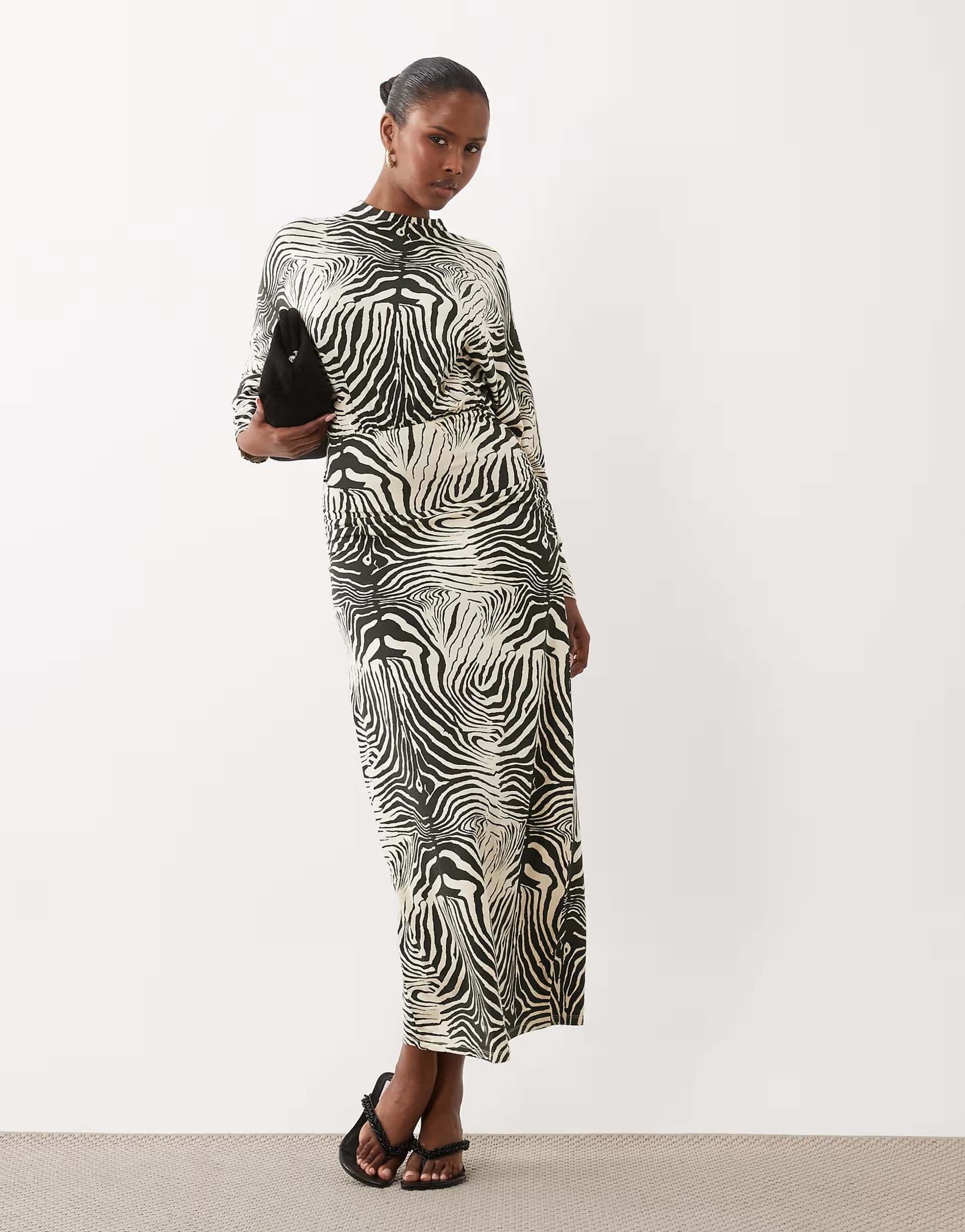 ASOS ASOS DESIGN batwing zebra print maxi dress