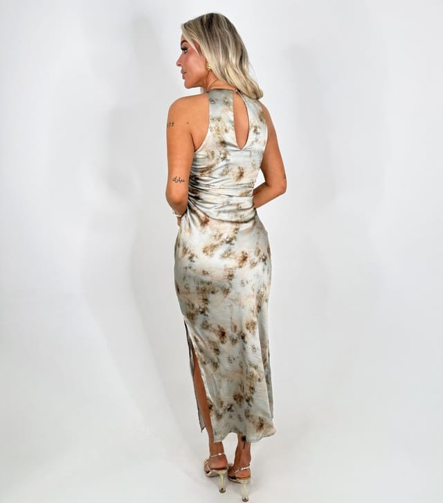 AX Paris Women's Grey Satin Draped Midi Dress AX Paris New Look - 3