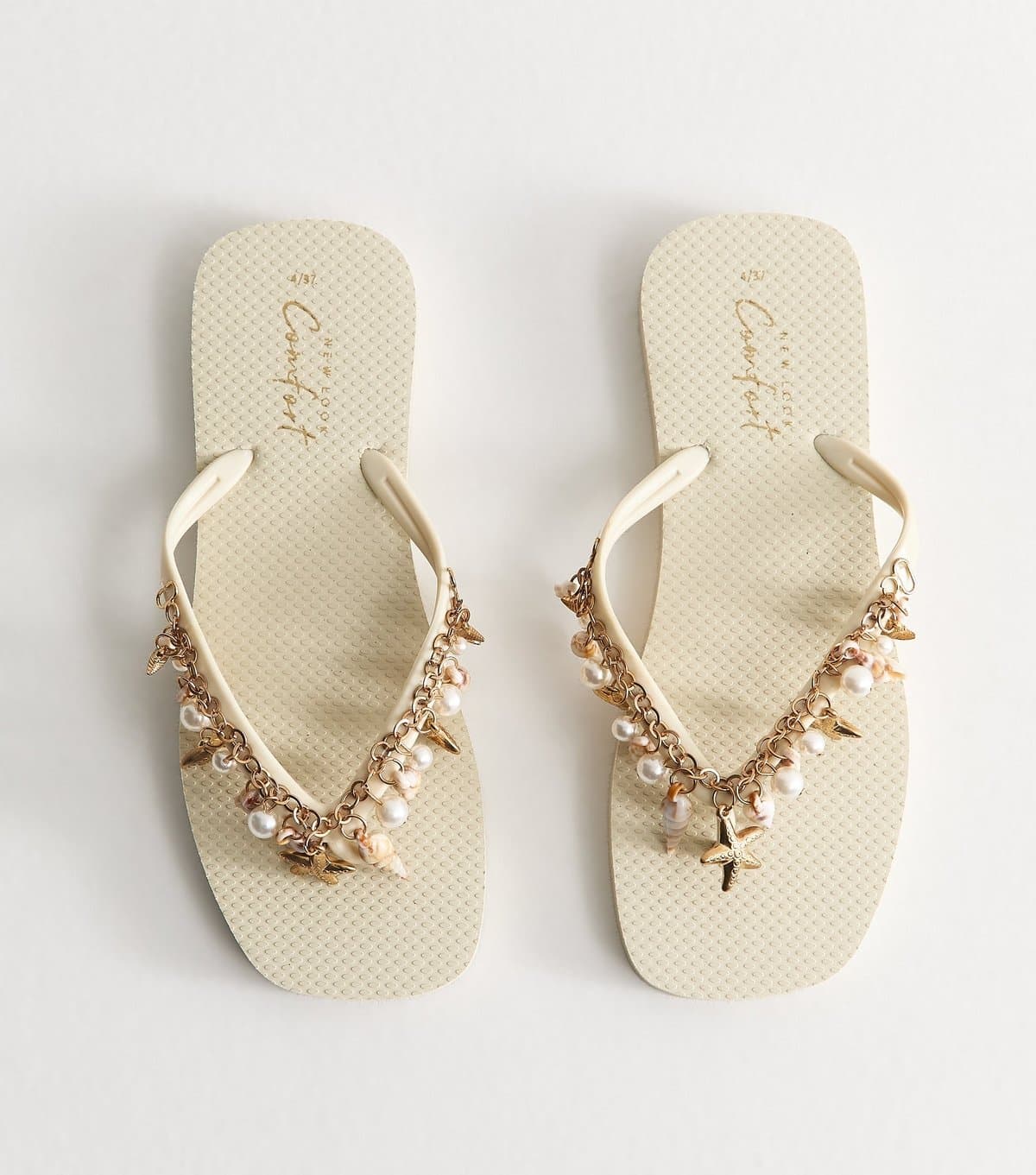 New Look New Look Off White Fishing Charm Flip Flops