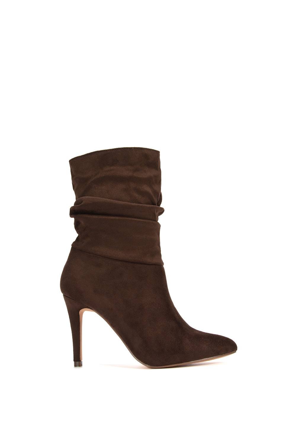 XY London XY London Women's 'Velma' Ruched Pointed Toe Stiletto High Heeled Ankle Boots in Chocolate - 3