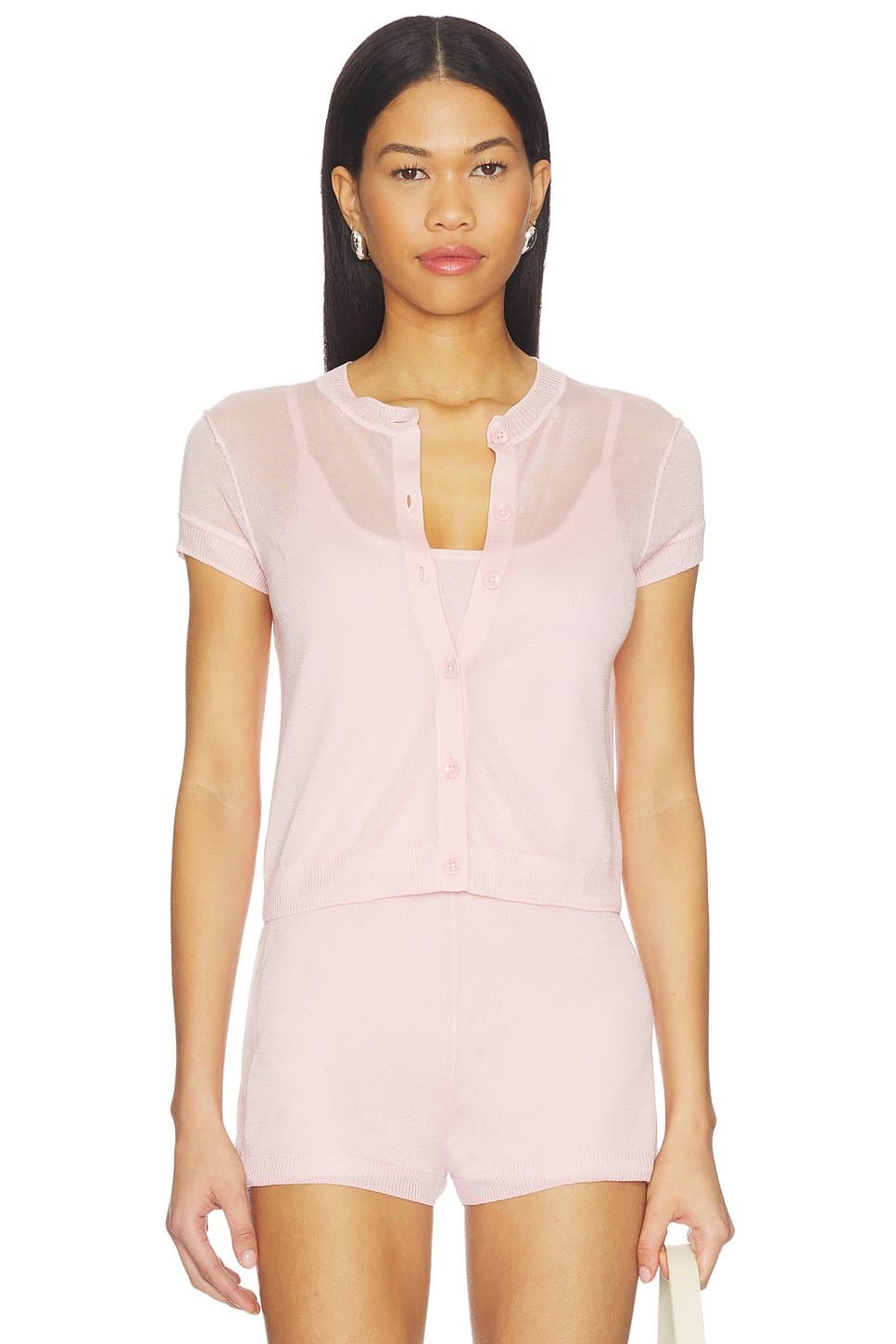 revolve Revolve Sheer Cardi With Cami Top in Baby Pink