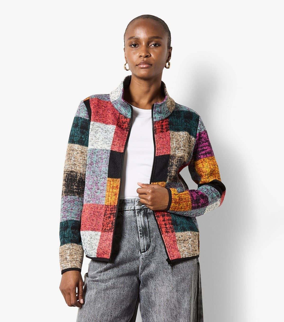Apricot Women's Multicolour Check Jersey Jacket Apricot New Look