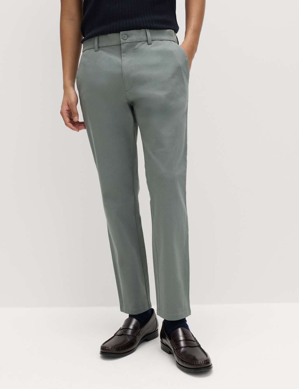 Marks & Spencer M&S Dark Sage Slim Fit Twill Chinos